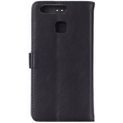Huawei P9 atverčiamas juodas odinis retro dėklas - piniginė / Priedai.lt