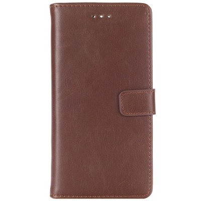 Huawei P9 atverčiamas tamsiai rudos spalvos odinis retro dėklas - piniginė / Priedai.lt