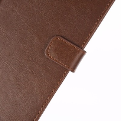 Huawei P9 atverčiamas tamsiai rudos spalvos odinis retro dėklas - piniginė / Priedai.lt