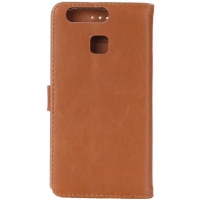 Huawei P9 atverčiamas šviesiai rudos spalvos odinis retro dėklas - piniginė / Priedai.lt