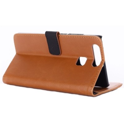 Huawei P9 atverčiamas šviesiai rudos spalvos odinis retro dėklas - piniginė / Priedai.lt