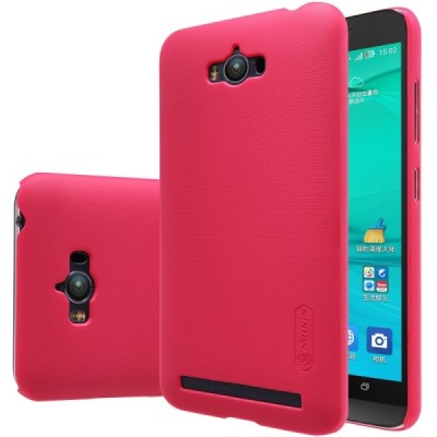 Asus Zenfone Max (ZC550KL) Nillkin Frosted Shield raudonas plastikinis dėklas + apsauginė ekrano plėvelė / Priedai.lt