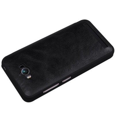Prabangus „Nillkin“ Qin serijos juodas odinis atverčiamas Asus Zenfone Max (ZC550KL) dėklas - knygutė / Priedai.lt