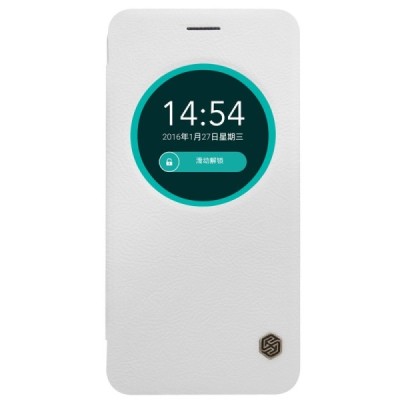 Greznais „Nillkin“ Qin sērijas ādas atvērams balts Asus Zenfone Max (ZC550KL) maciņš / Vacins.lv