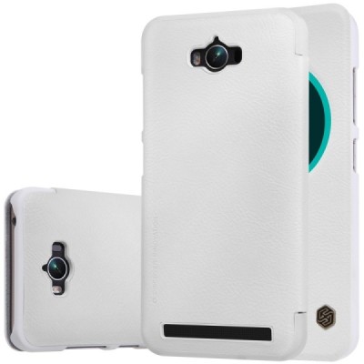 Greznais „Nillkin“ Qin sērijas ādas atvērams balts Asus Zenfone Max (ZC550KL) maciņš / Vacins.lv