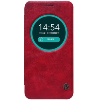Greznais „Nillkin“ Qin sērijas ādas atvērams sarkans Asus Zenfone Max (ZC550KL) maciņš / Vacins.lv