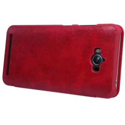 Greznais „Nillkin“ Qin sērijas ādas atvērams sarkans Asus Zenfone Max (ZC550KL) maciņš / Vacins.lv