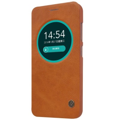 Prabangus „Nillkin“ Qin serijos rudas odinis atverčiamas Asus Zenfone Max (ZC550KL) dėklas - knygutė / Priedai.lt