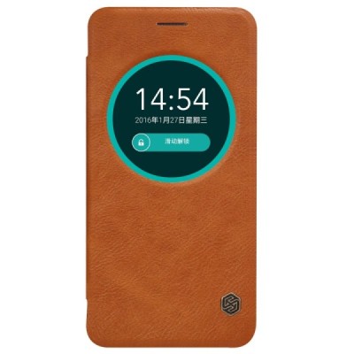 Greznais „Nillkin“ Qin sērijas ādas atvērams brūns Asus Zenfone Max (ZC550KL) maciņš / Vacins.lv