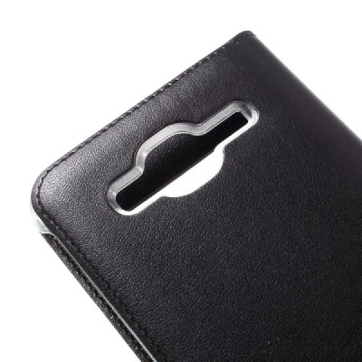 Samsung Galaxy J3 2016 (J320) melns atvēramais Smart Window ādas maciņš / Vacins.lv