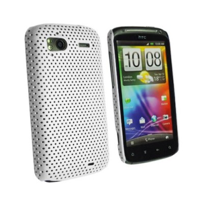 HTC Sensation baltas tinklelio formos dėklas / Priedai.lt