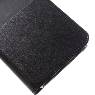 Samsung Galaxy J3 2016 (J320) melns atvēramais Smart Window ādas maciņš / Vacins.lv