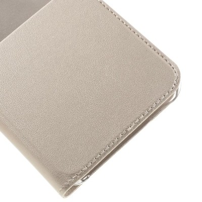 Samsung Galaxy J3 2016 (J320) zelta atvēramais Smart Window ādas maciņš / Vacins.lv