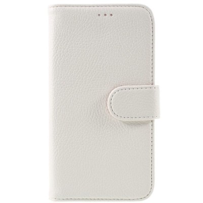 Samsung Galaxy J3 2016 (J320) atvēramais balts ādas Litchi maciņš / Vacins.lv