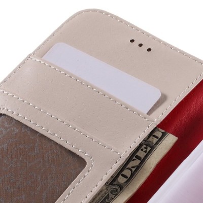 Samsung Galaxy J3 2016 (J320) atvēramais balts ādas Litchi maciņš / Vacins.lv