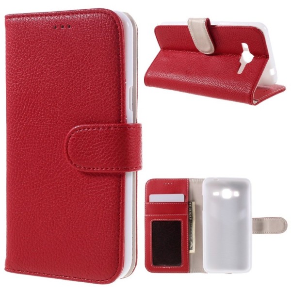 „Litchi“ atvēramais maciņš - sarkans (Galaxy J3 2016)