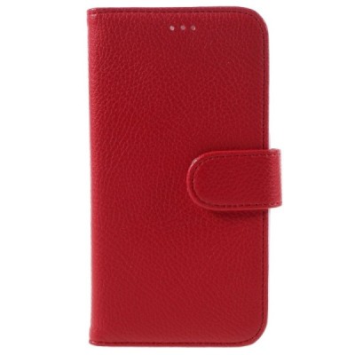 Samsung Galaxy J3 2016 (J320) atvēramais sarkans ādas Litchi maciņš / Vacins.lv