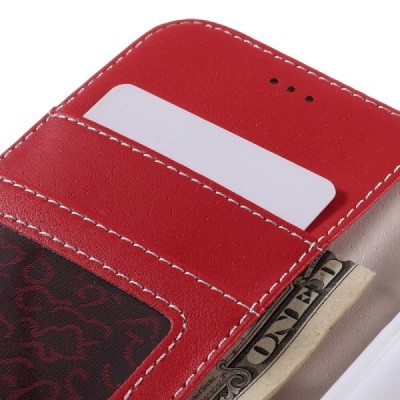 Samsung Galaxy J3 2016 (J320) atvēramais sarkans ādas Litchi maciņš / Vacins.lv