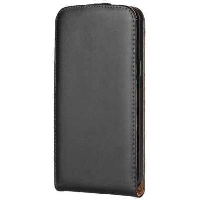 Samsung Galaxy J3 2016 (J320) klasisks ādas vertikāli atvēramais melns maciņš / Vacins.lv