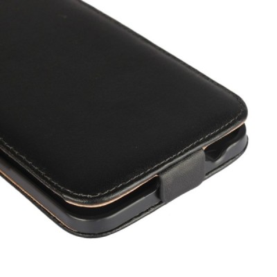 Samsung Galaxy J3 2016 (J320) klasisks ādas vertikāli atvēramais melns maciņš / Vacins.lv