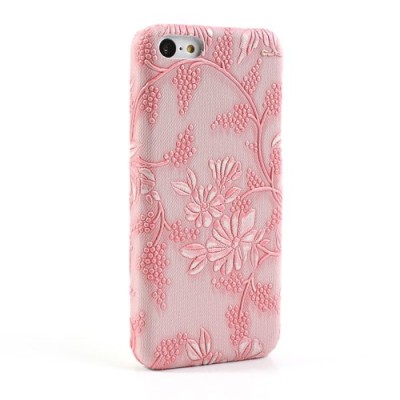 Rožinis gėlėtas plastikinis Apple iPhone 5C dėklas (dėkliukas) / Priedai.lt