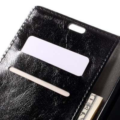 LG Stylus 2 (K520) atverčiamas juodas odinis dėklas - piniginė / Priedai.lt