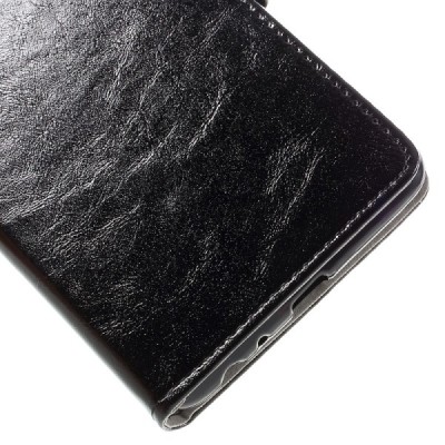 LG Stylus 2 (K520) atverčiamas juodas odinis dėklas - piniginė / Priedai.lt