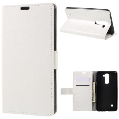 LG Stylus 2 (K520) atvēramais ādas balts maciņš (maks) / Vacins.lv