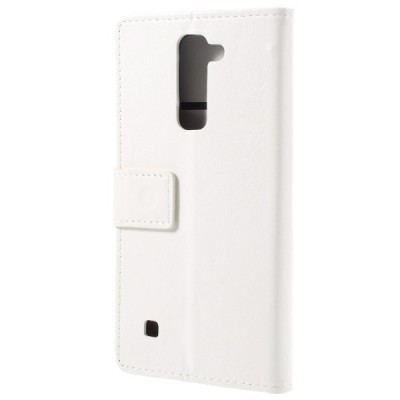 LG Stylus 2 (K520) atvēramais ādas balts maciņš (maks) / Vacins.lv