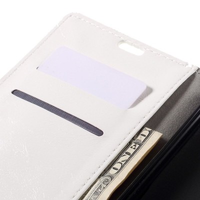 LG Stylus 2 (K520) atvēramais ādas balts maciņš (maks) / Vacins.lv