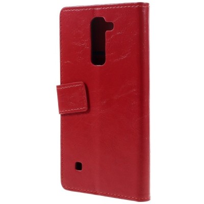 LG Stylus 2 (K520) atvēramais ādas sarkans maciņš (maks) / Vacins.lv