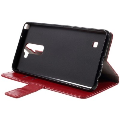 LG Stylus 2 (K520) atvēramais ādas sarkans maciņš (maks) / Vacins.lv