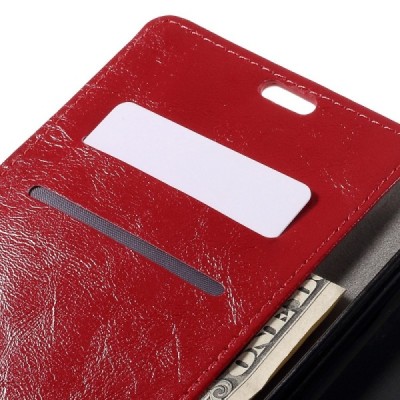 LG Stylus 2 (K520) atvēramais ādas sarkans maciņš (maks) / Vacins.lv