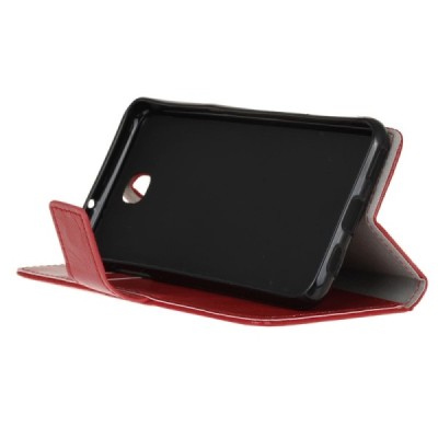 LG X-Screen (K500N) atvēramais ādas sarkans maciņš (maks) / Vacins.lv