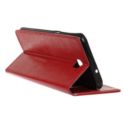 LG X-Screen (K500N) atvēramais ādas sarkans maciņš (maks) / Vacins.lv