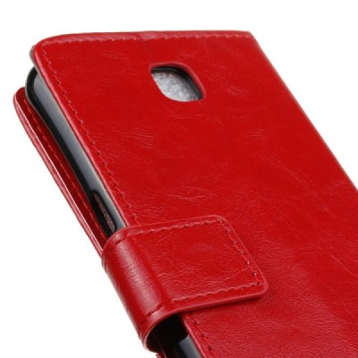 LG X-Screen (K500N) atvēramais ādas sarkans maciņš (maks) / Vacins.lv