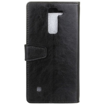 LG K8 (K350N) atverčiamas juodas odinis dėklas - piniginė / Priedai.lt