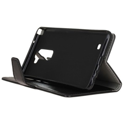 LG K8 (K350N) atverčiamas juodas odinis dėklas - piniginė / Priedai.lt