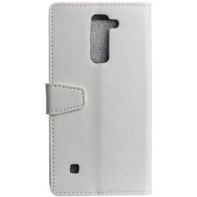 LG K8 (K350N) atvēramais ādas balts maciņš (maks) / Vacins.lv