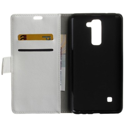 LG K8 (K350N) atvēramais ādas balts maciņš (maks) / Vacins.lv