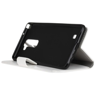 LG K8 (K350N) atvēramais ādas balts maciņš (maks) / Vacins.lv