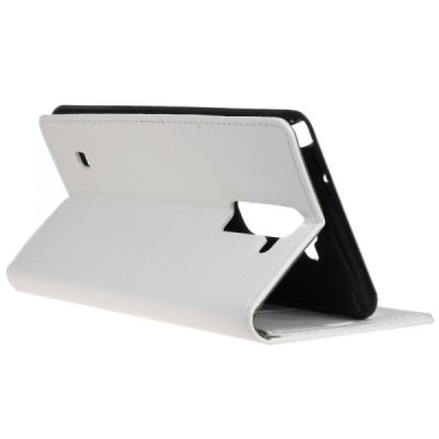 LG K8 (K350N) atvēramais ādas balts maciņš (maks) / Vacins.lv