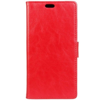 LG K8 (K350N) atverčiamas raudonas odinis dėklas - piniginė / Priedai.lt