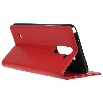 LG K8 (K350N) atverčiamas raudonas odinis dėklas - piniginė / Priedai.lt