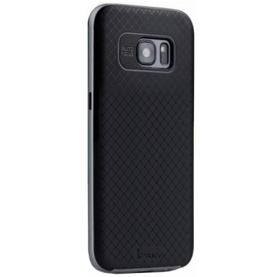 Samsung Galaxy S7 Edge (G935) „IPAKY“ cieta silikona (TPU) melns apvalks (apmales - pelekā krāsā) / Vacins.lv