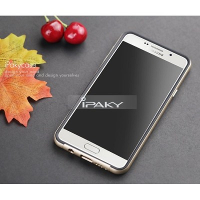 Samsung Galaxy A5 (2016) A510 „IPAKY“ cieta silikona (TPU) melns apvalks (apmales - zeltā krāsā) / Vacins.lv