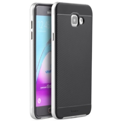 Samsung Galaxy A5 (2016) A510 „IPAKY“ cieta silikona (TPU) melns apvalks (apmales - sudrabā krāsā) / Vacins.lv