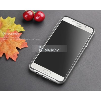 Samsung Galaxy A5 (2016) A510 „IPAKY“ cieta silikona (TPU) melns apvalks (apmales - sudrabā krāsā) / Vacins.lv
