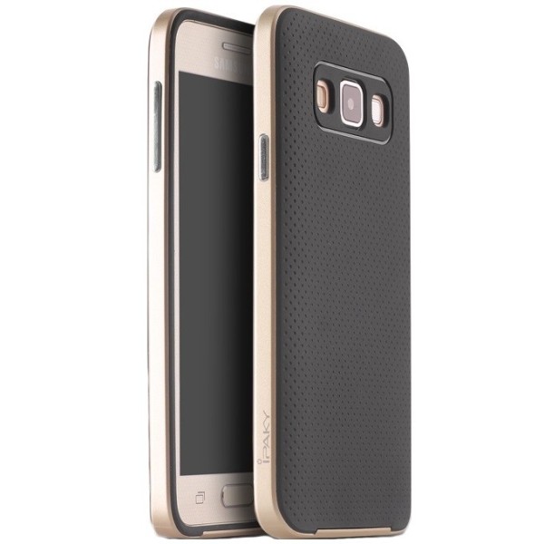„IPAKY“ cieta silikona (TPU) apvalks - melns / zelta (Galaxy A3 2015)
