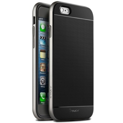 Apple iPhone 6 / 6s „IPAKY“ kieto silikono TPU juodas (sidabriniais apvadais) dėklas - nugarėlė / Priedai.lt